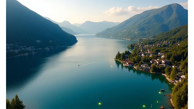 Luftbild des Vierwaldstättersees mit markierten Egli-Hotspots